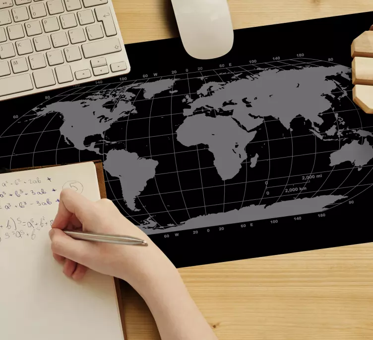 Mousepad Weltkarte Schwarz - TenStickers