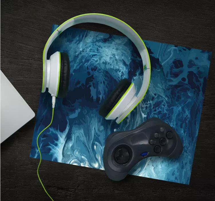 Mauspad originell Blautöne aquarell wellen - TenStickers