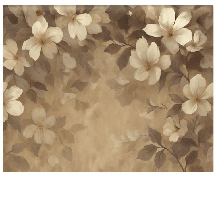 Rollo Fenster Wohnzimmer beige gemalte blumen - TenStickers