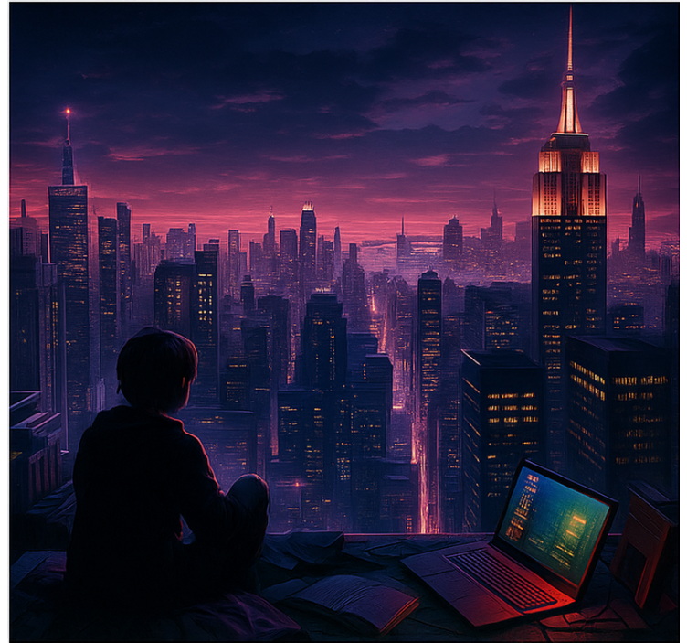 Rollo Fenster Gamer futuristische wolkenkratzer-gamer-ansicht - TenStickers