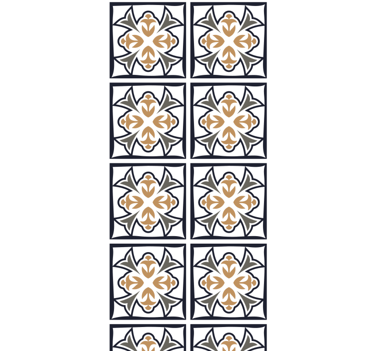 Rollo fenster küche mit beigen und schwarzen fliesen - TenStickers