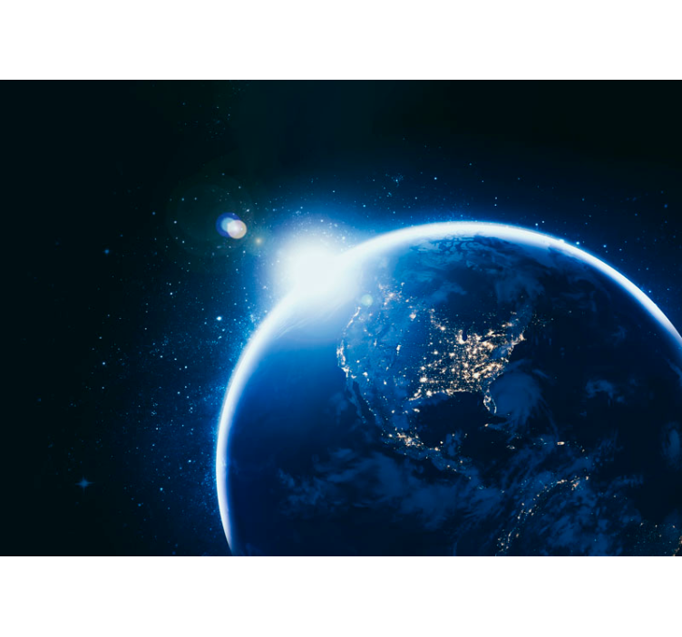 Rollo fenster schwarz erde aus dem all mit sonnenflare - TenStickers