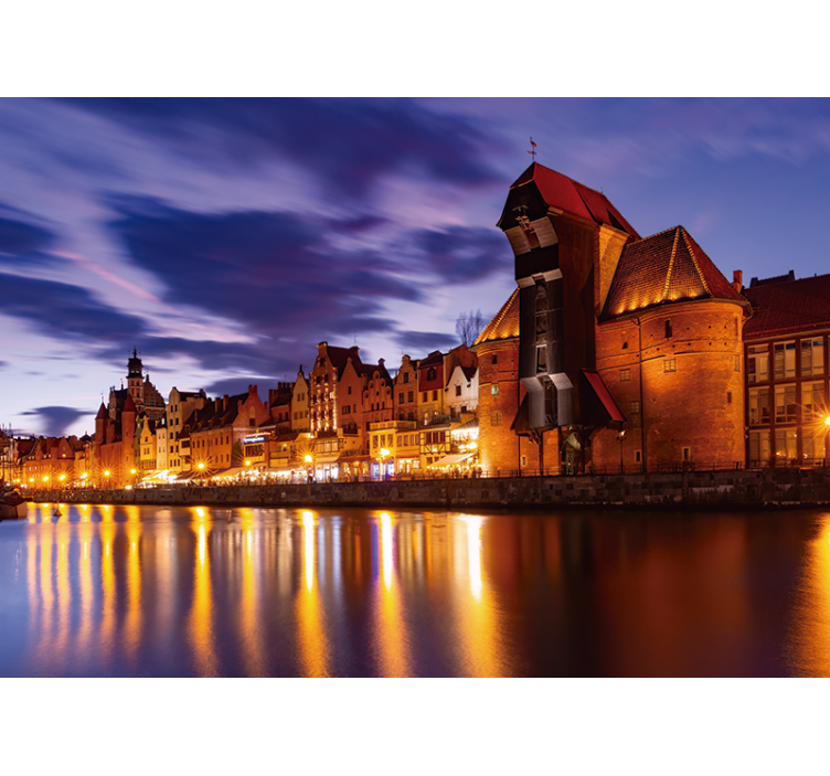 Rollo fenster blau gdańsk bei nacht - TenStickers
