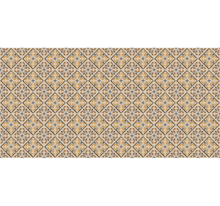 Rollo fenster beige mit gold-blauem barockmuster - TenStickers