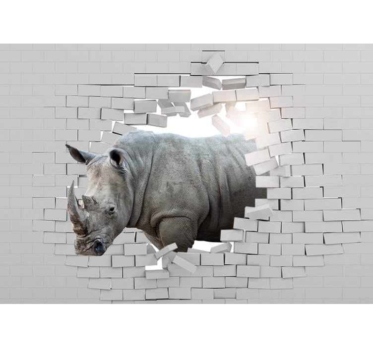 Rollo fenster weiß mit 3d nashorn design - TenStickers
