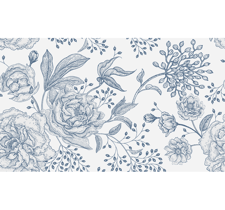 Rollo fenster weiß im retro blumenmuster - TenStickers