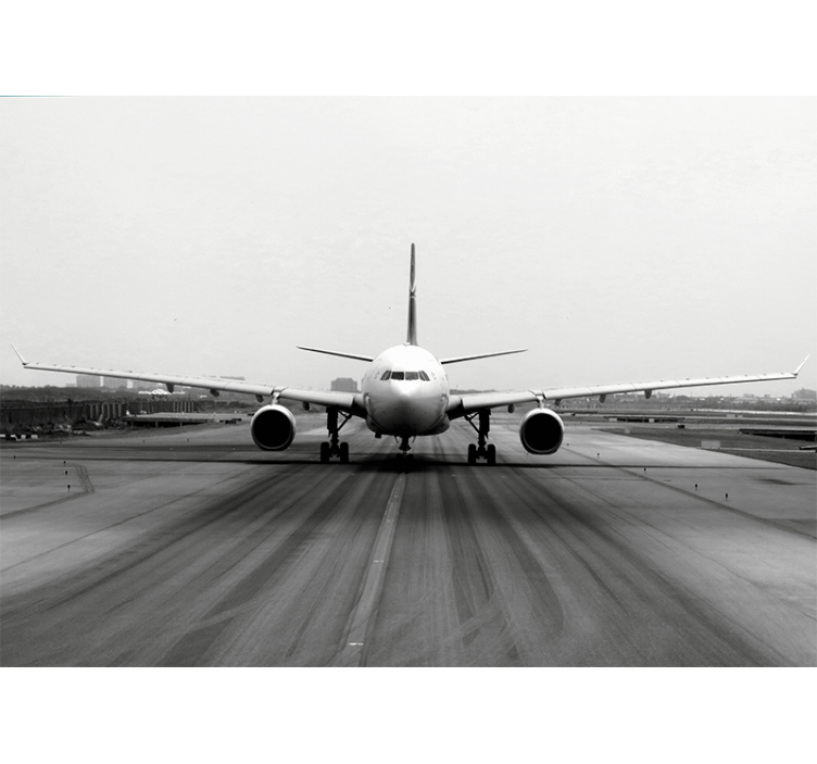 Rollo fenster grau flugzeug auf der landebahn - TenStickers