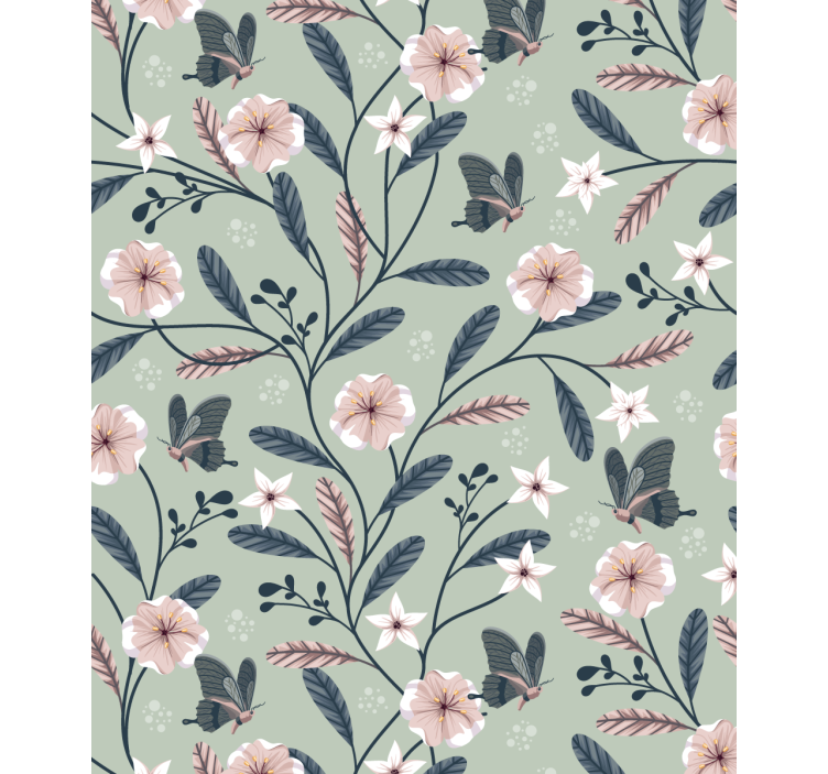 Rollo fenster blumen und pflanzen mit schmetterlingsmustern - TenStickers