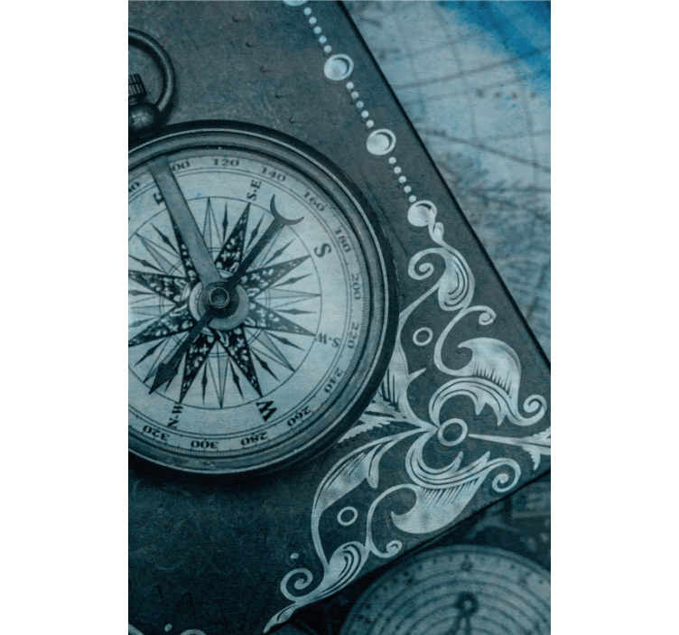 rollo mit Weltkarte Alter kompass auf blau - TenStickers