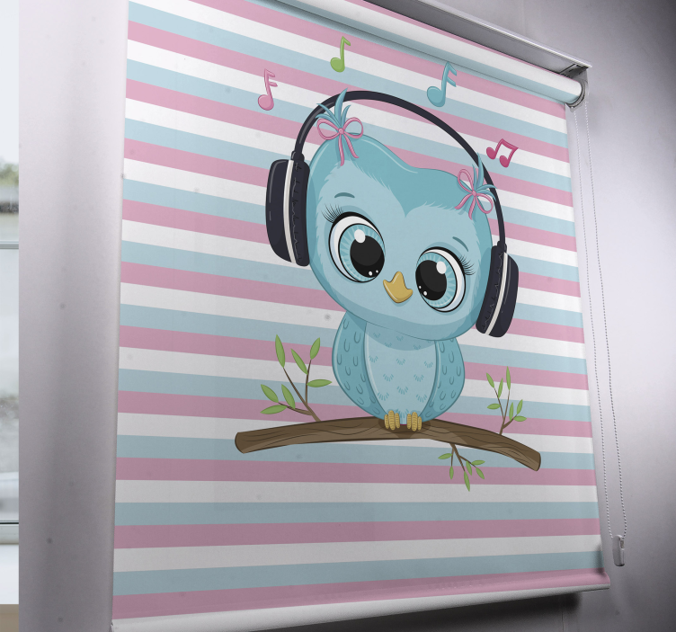 Rollo Fenster Tiere musikalische eulenillustration - TenStickers