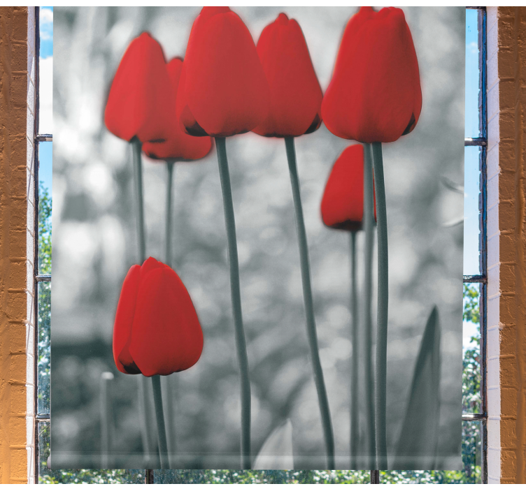 Rollo mit Blumen Rote tulpen bunt - TenStickers