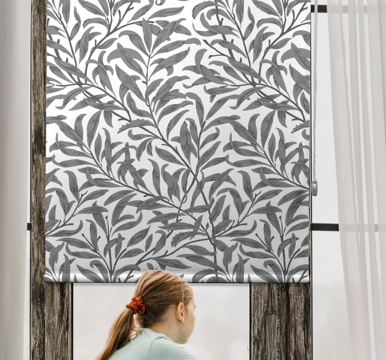 Rollo Fenster Blumen graues botanisches motiv - TenStickers