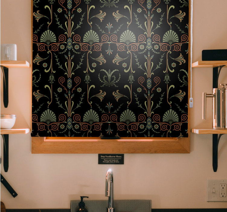 Rollo Fenster Küche anmutige laubmotive - TenStickers