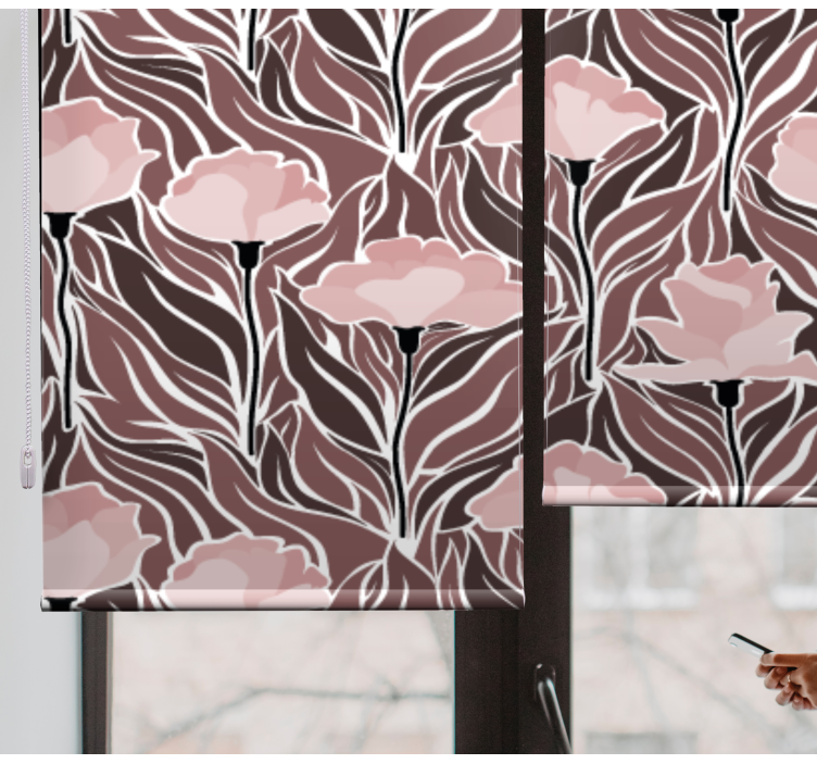 Rollo Fenster Blumen elegante beige muster - TenStickers