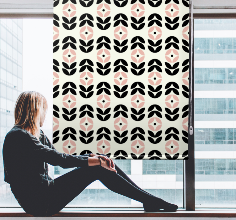 Rollo Fenster Blumen geometrische wiederholung beige - TenStickers