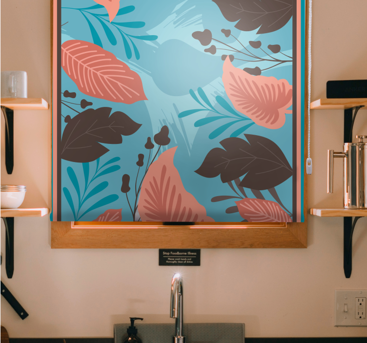 Rollo Fenster Blumen und Pflanzen blattblumenarrangement - TenStickers