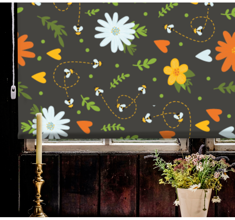 Rollo Fenster Blumen und Pflanzen bienen muster - TenStickers