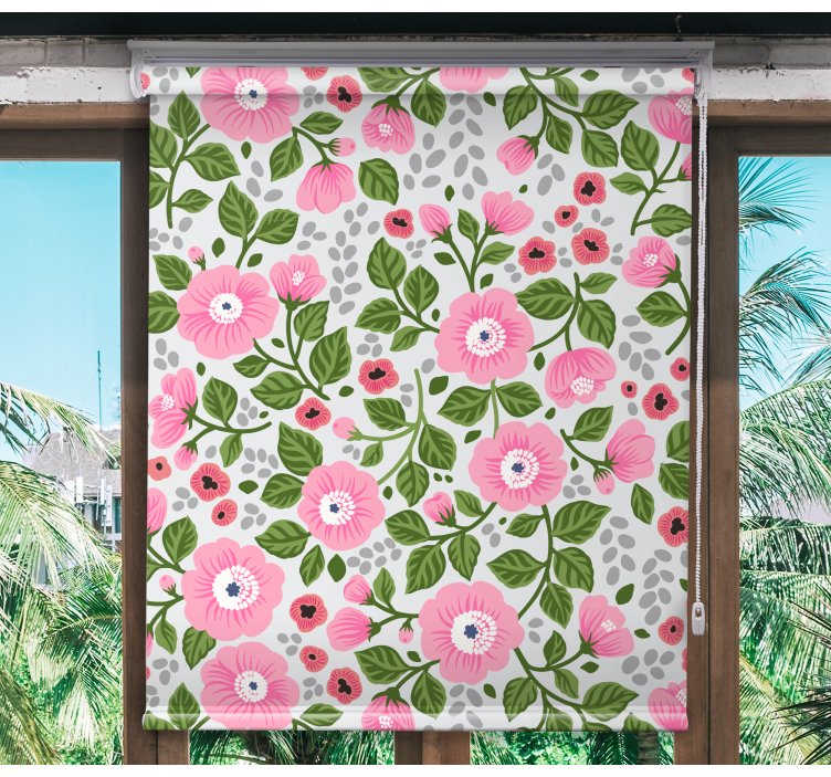 Rollo Fenster Blumen und Pflanzen rosa blüten garten - TenStickers