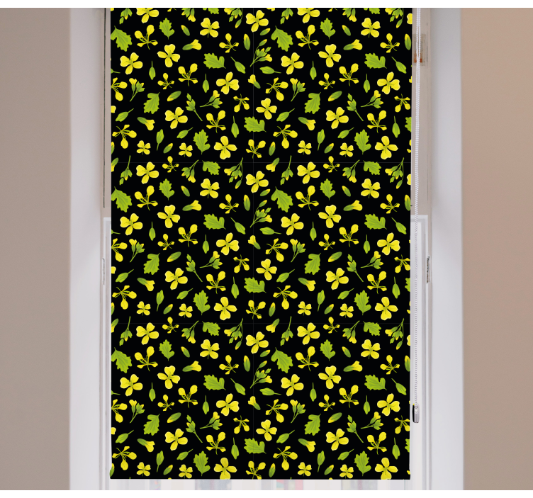 Rollo fenster blumen und pflanzen gelb-schwarzes muster - TenStickers