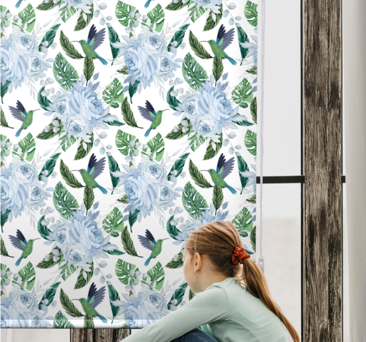 Rollo Fenster Blumen und Pflanzen kolibris und rosen - TenStickers
