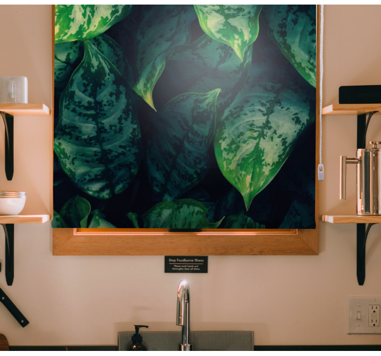 Rollo Fenster Blumen und Pflanzen leuchtend grüne blätter - TenStickers