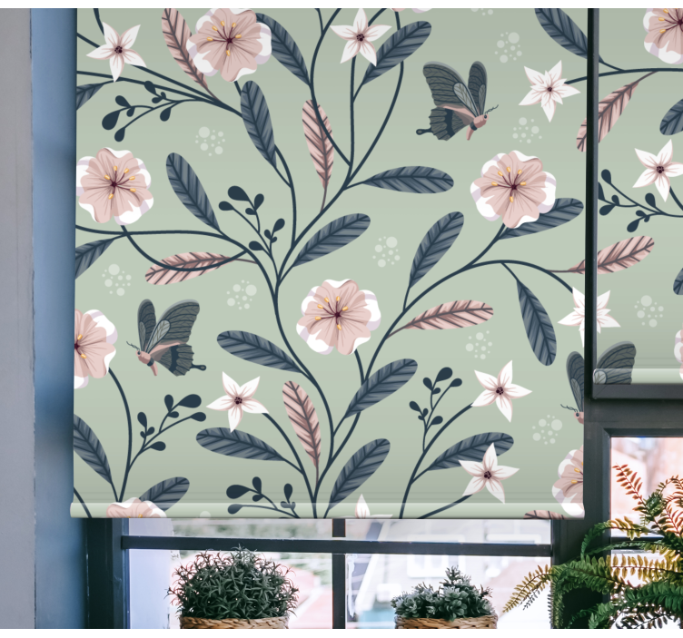 Rollo fenster blumen und pflanzen mit schmetterlingsmustern - TenStickers