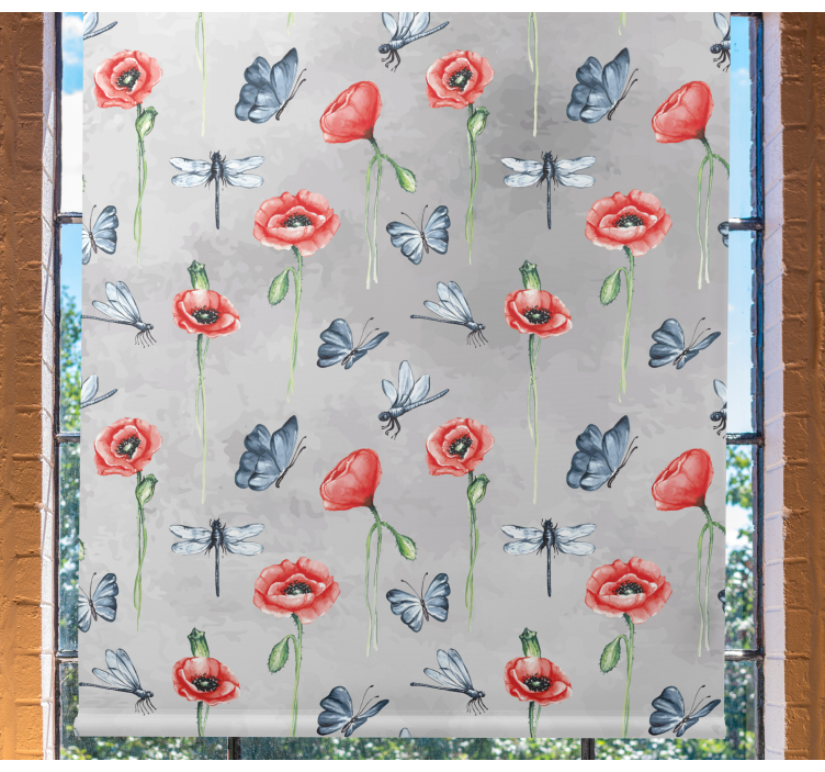 Rollo Fenster Blumen und Pflanzen welpen und insekten - TenStickers