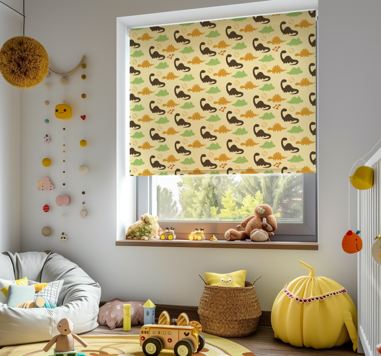 Rollo Fenster Dinosaurier beiger hintergrund - TenStickers
