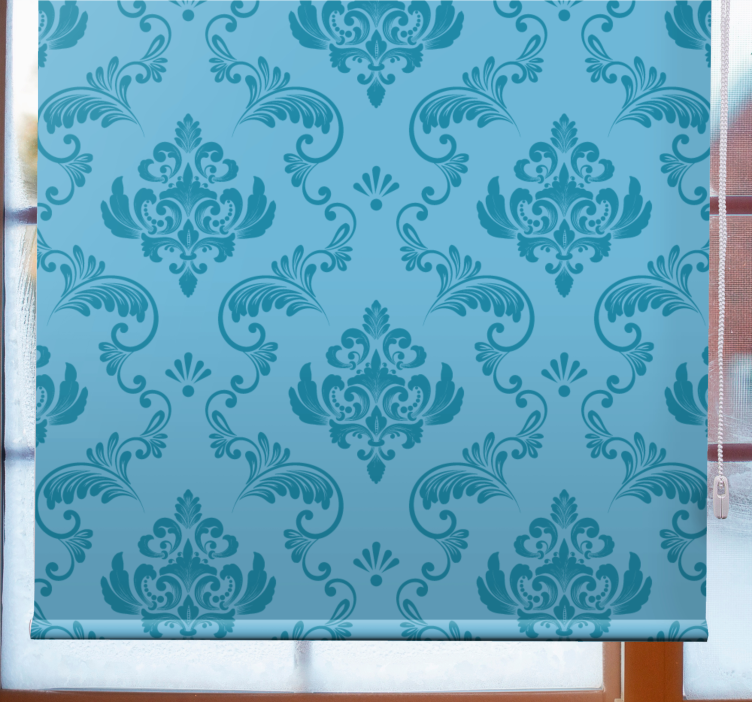 Rollo Fenster Elegant blaues damastmuster - TenStickers