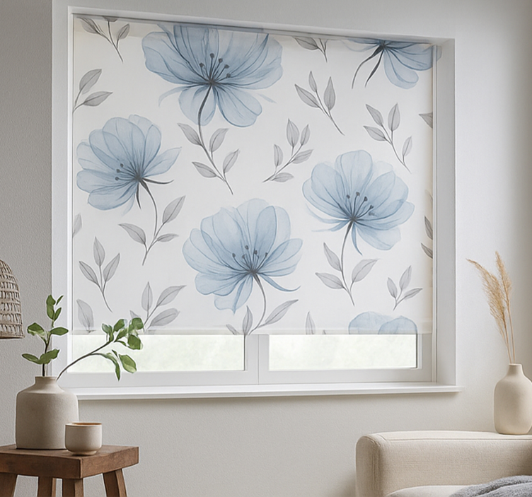 Rollo Fenster Jugendzimmer blaue elegante blumen - TenStickers