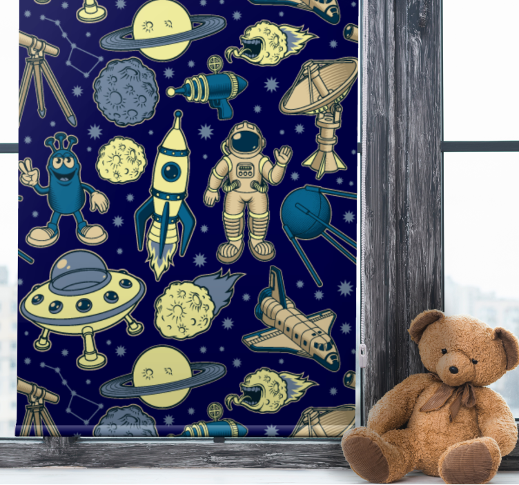 Rollo fenster kinderzimmer mit weltraumfiguren - TenStickers