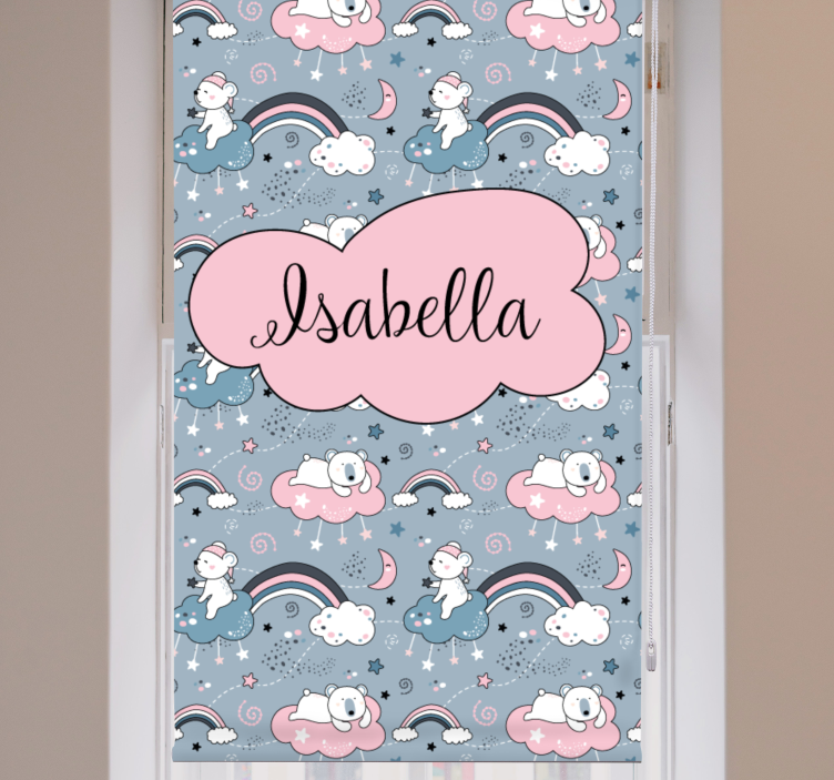 Rollo Fenster Kinderzimmer bär regenbogen mit namen - TenStickers
