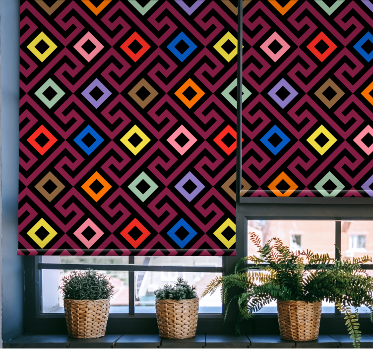 Rollo Fenster mit Namen geometrisches rautenmuster - TenStickers