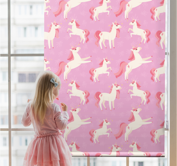 Rollo fenster kinderzimmer einhornfantasie rosa - TenStickers