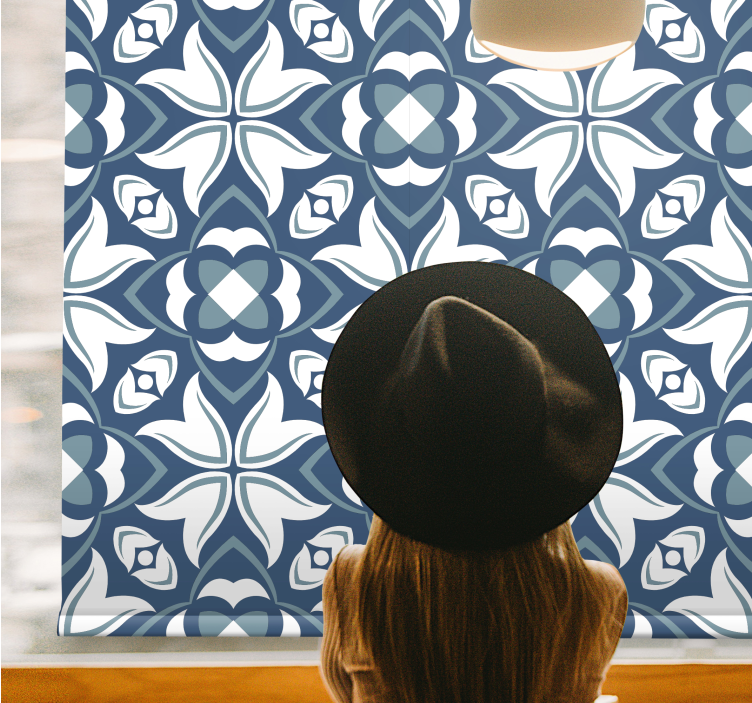 Rollo Fenster Modern blaue stilvolle geometrische formen - TenStickers