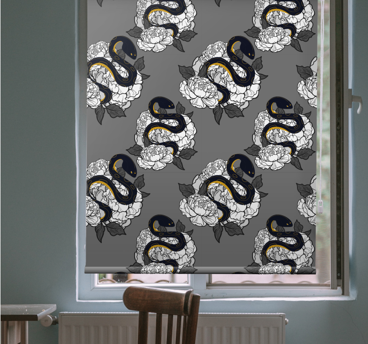 Rollo Fenster Tiermuster schlangen- und blumenmuster - TenStickers