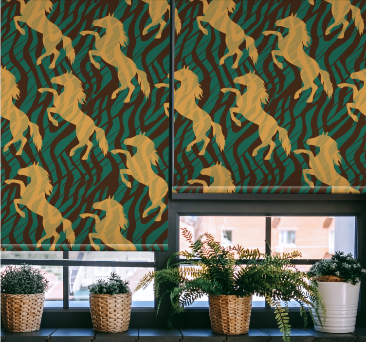 Rollo Fenster Tiere galoppierende goldene pferde - TenStickers