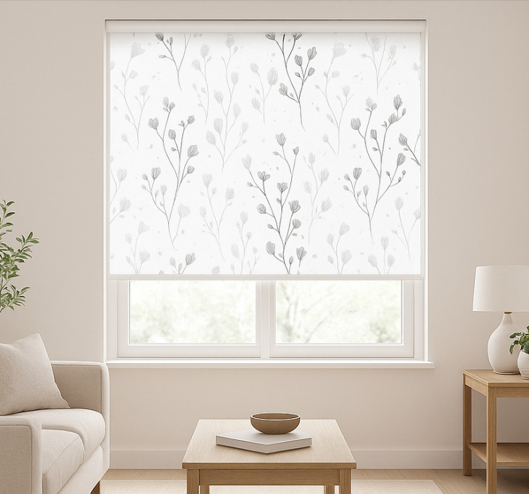 Rollo Fenster Wohnzimmer minimalistische botanische zweige - TenStickers
