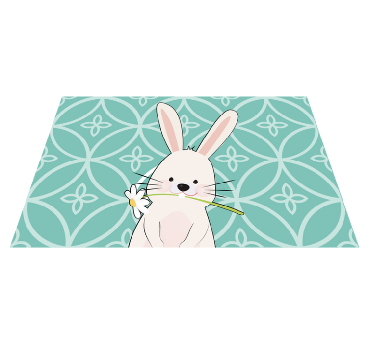 Tischset kinder süßer hase mit blume - TenStickers