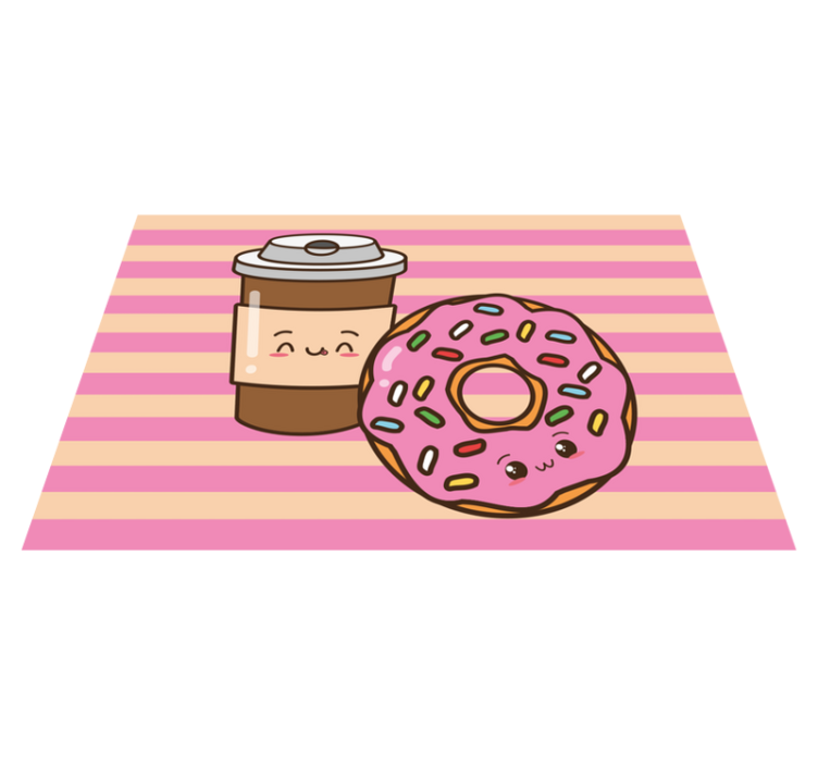 Tischsets originell Rosa donut und kaffee - TenStickers