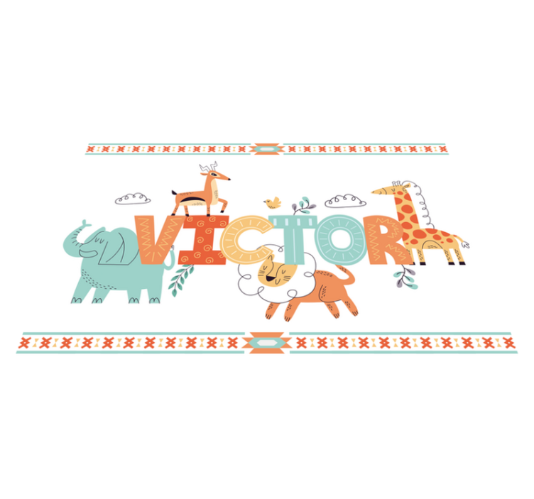 Tischset kinder mit tiernamen kunst - TenStickers