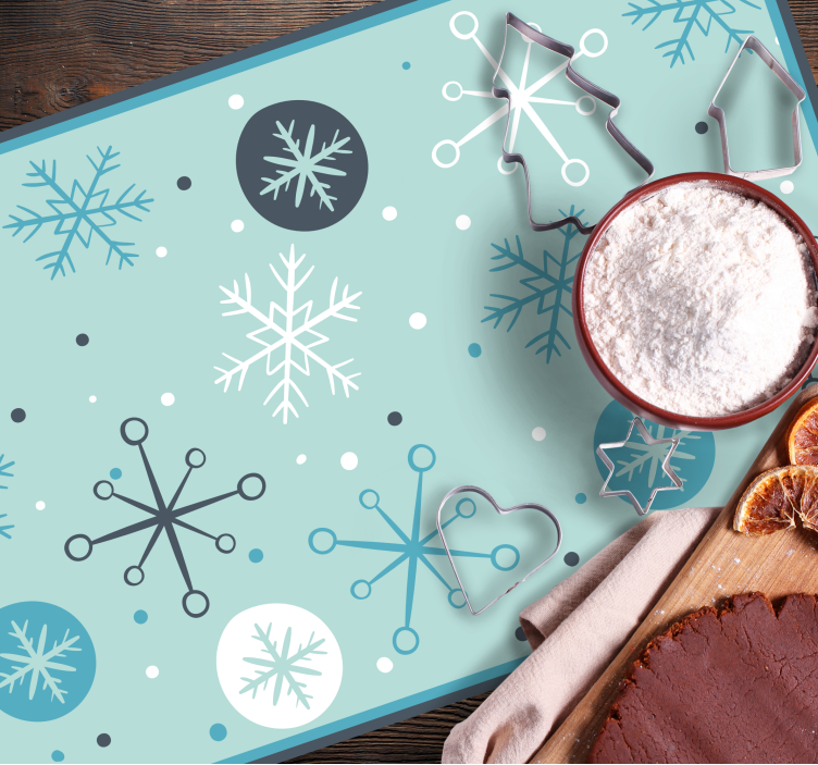 Tischset Weihnachten Zarte blau-weiße schneeflocken - TenStickers