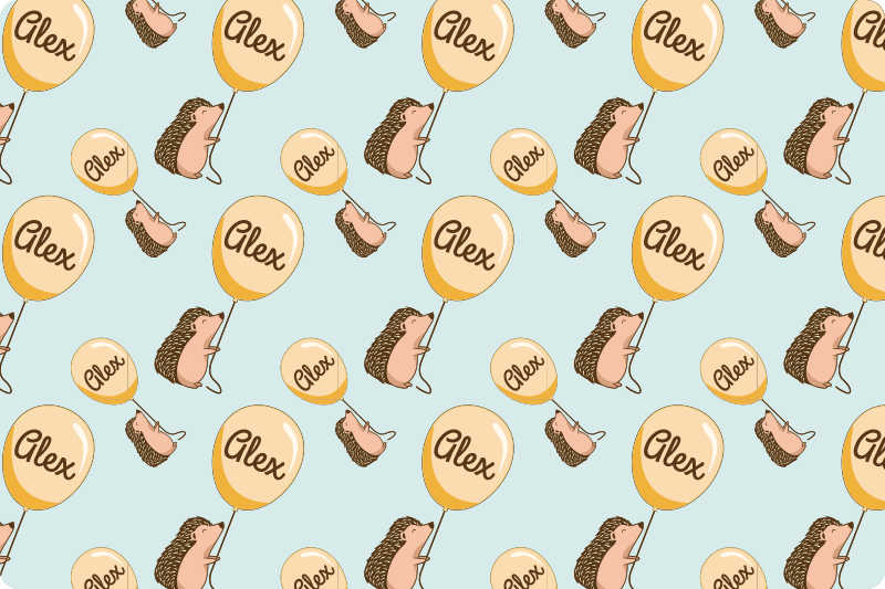 Tischset Kinder igel mit luftballons mit namen - TenStickers