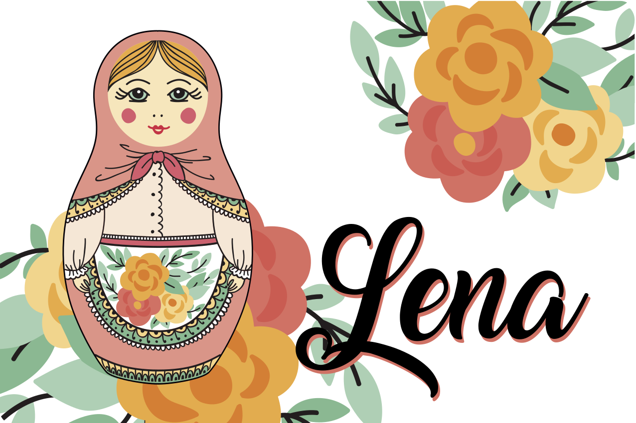 Tischset mit namen matroschka puppen illustration - TenStickers