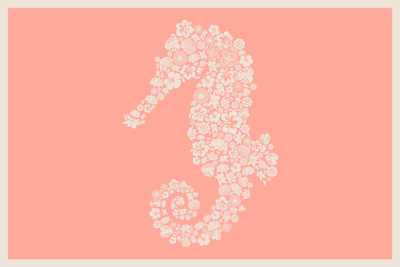 Tischsets originell im floralen seepferdchen-design - TenStickers