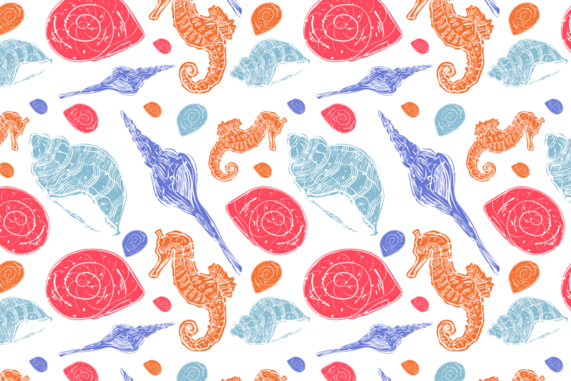 Tischsets originell muscheln und seepferdchen - TenStickers