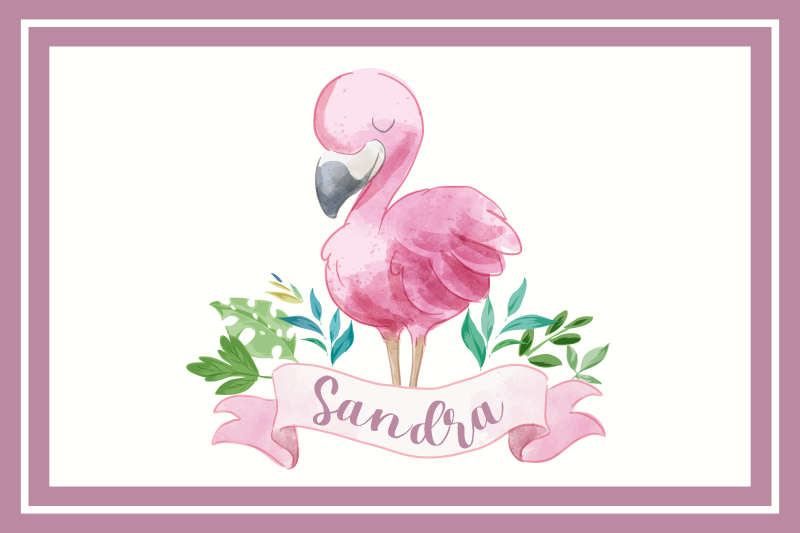 Tischset mit namen flamingo mit band - TenStickers