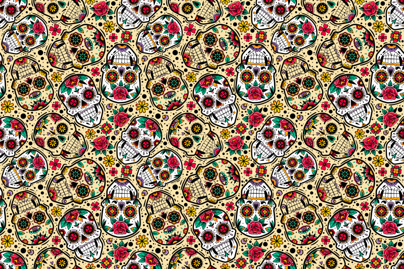 Tischset halloween buntes totenkopf muster - TenStickers