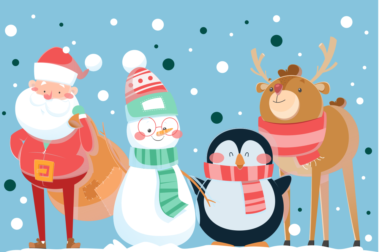 Tischset weihnachten mit festlichen weihnachtsfiguren - TenStickers