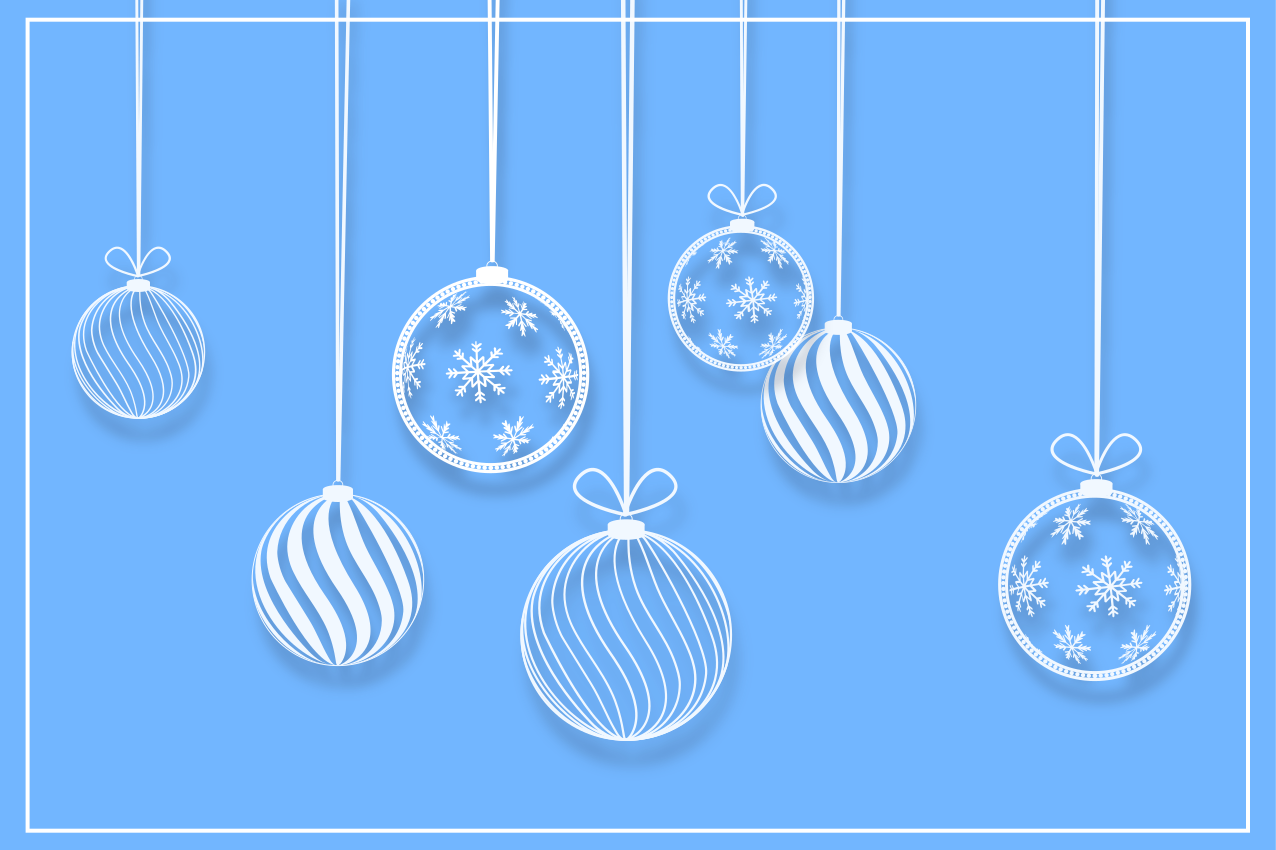 Tischset weihnachten mit hängenden weihnachtsornamenten - TenStickers